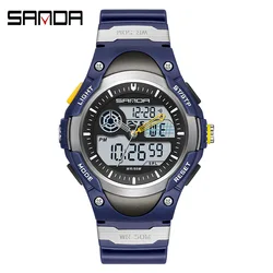 SANDA Men's Watch Mens Dual Display Clock Business Male Watches 50M Waterproof Men Wrist For Relogio Masculino