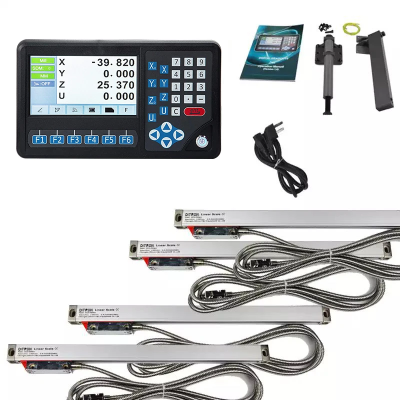 4 Axis Digital Dro Readout Kit for Milling Machine  with 4pcs Linear Scale  IP55 Sealing Protection