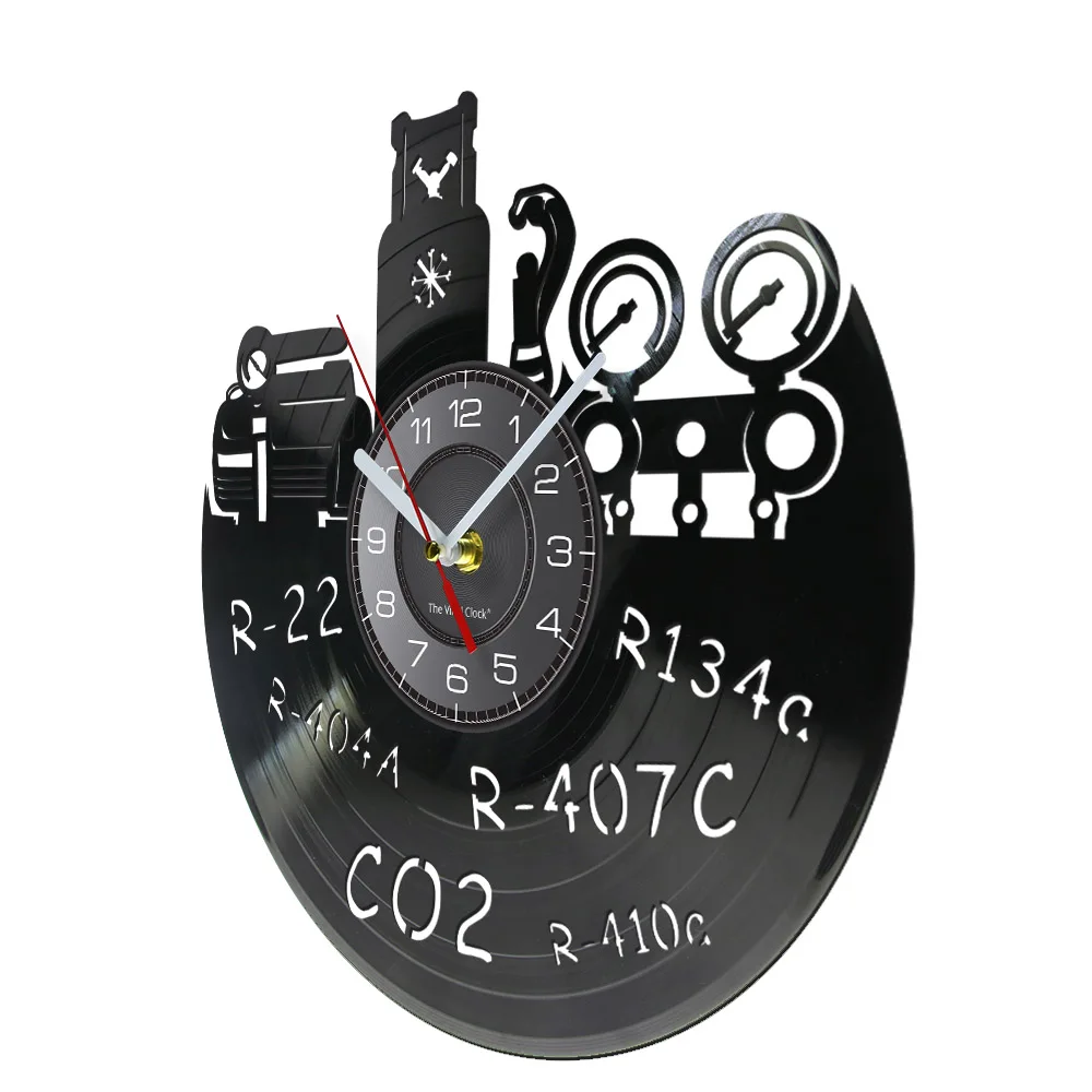 Engineer Job Title Inspired Vinyl Record Wall Clock Refrigerating System Carved Refrigeration Gramophone Music Record Wall Clock