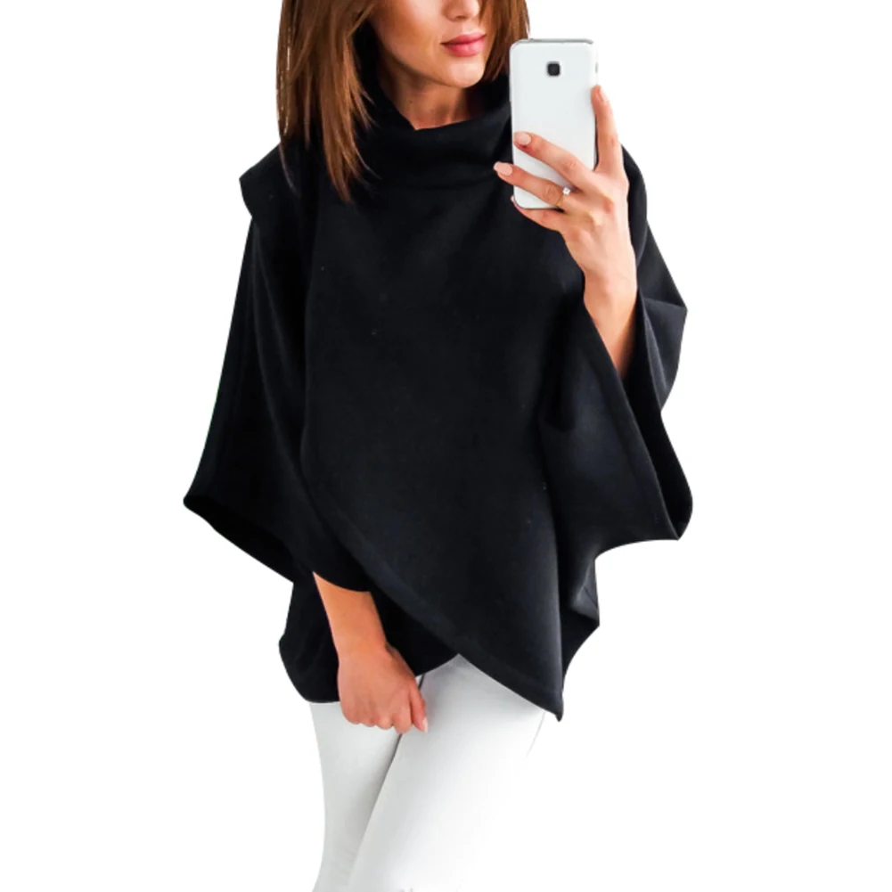 Neue sudadera mujer Mode Frauen High Neck Batwing Gekreuzte Poncho Winter Warme Mantel Umhang mode толстовка женская