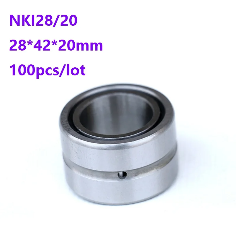 100pcs/lot NKI28/20  28*42*20mm NKI2820 Heavy duty needle roller bearing Entity needle bearing with inner ring 28×42×20mm