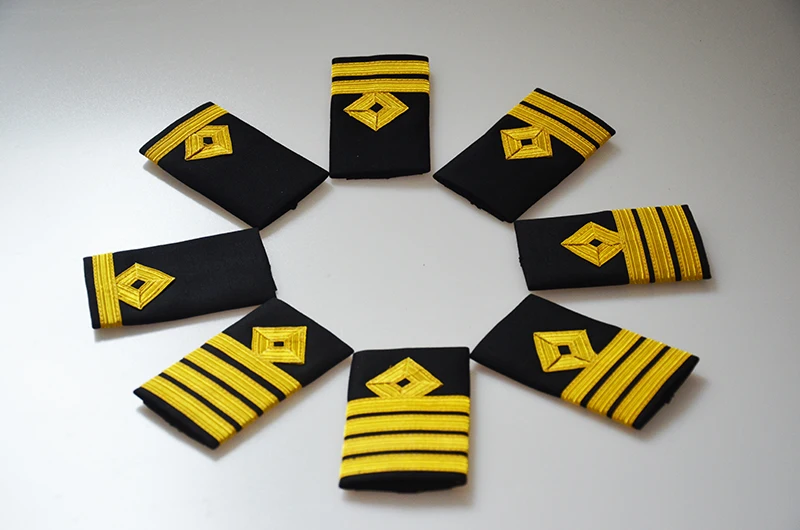 Ship Sailors Epaulets For Adult High Quality Captain Pilot Uniform Shirts Badges 1/2/3/4 Golden Bars