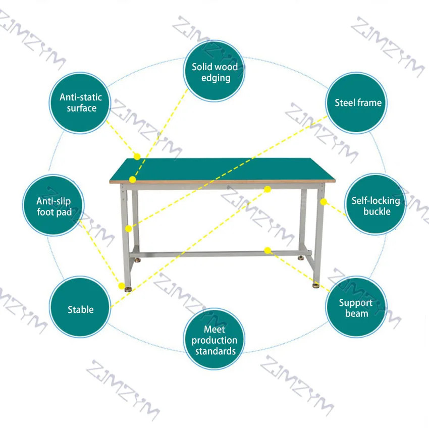 Mesa de Trabajo antiestática de 120 × 60 × 75CM, conjunto de operaciones, reparación de embalaje, pruebas experimentales, mesa de procesamiento para producción