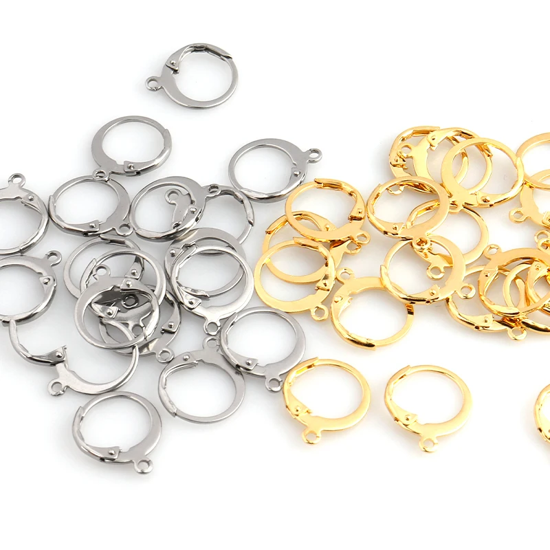 20pcs Stainless Steel Earrings French Hoop Earring Clasps Fitting Ear Setting Base For DIY Jewelry Making Supplies Accessories