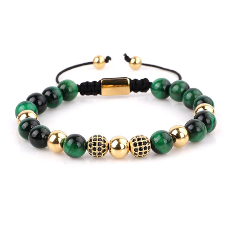 Pulsera de piedra Natural con cuentas de ojo de tigre para hombre y mujer, joyería de diseño único, regalo