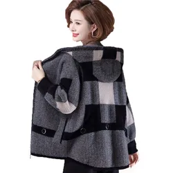 Size 6XL Mom Coat Winter Mink Fleece Hooded Jacket 2022 Middle-Aged Women Autumn Temperament Double-Sided Fleece jacket