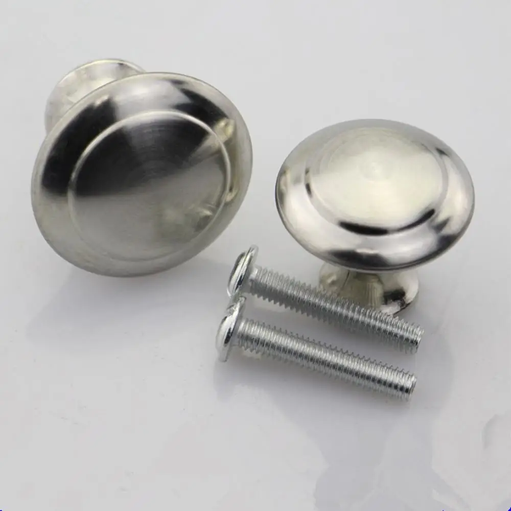 Diameter 24mm 28mm Zinc Satin Nickel Cabinet Pull Cupboard Drawer Handle Knobs Wardrobe Handle With Screw Furniture Hardware