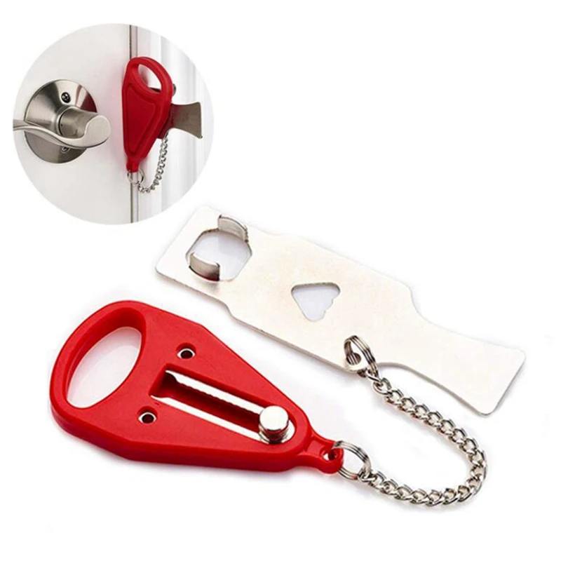 Portable Door Lock Safety Latch Metal Lock Home Room Hotel Anti Theft Security Lock Travel Accommodation Door Stopper