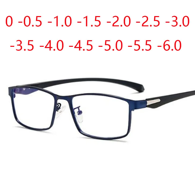 

Square Finished Myopia Glasses Full Metal Frame TR90 Ultralight Shortsight Spectacles 0 -0.5 -1.0 -2.0 To -6.0