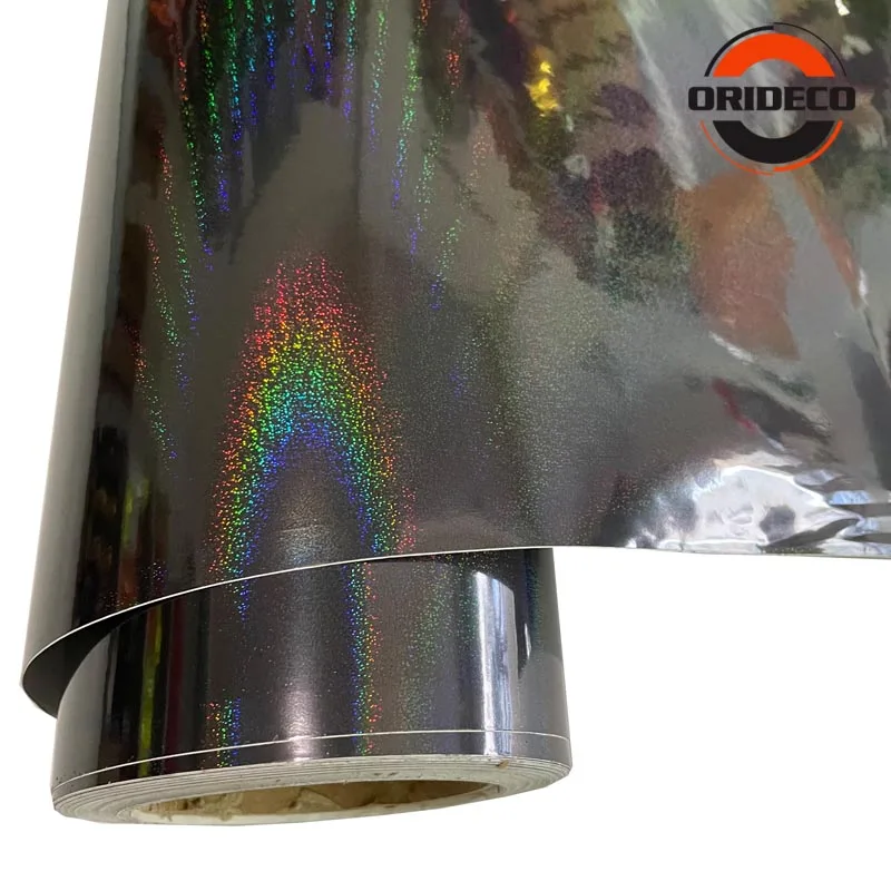 Holographic Glitter Sparkle Black Vinyl DIY Adhesive Car Wrap Foil Roll With Air Release Bubble Free