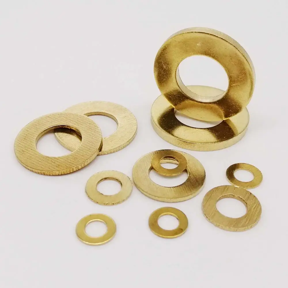 10/50pcs GB97 DIN125 Solid Brass Copper Flat Washer Plain Gasket Pad Meson for M2 M2.5 M3 M4 M5 M6 M8 M10 M12 Screw Bolt