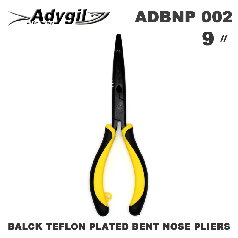 Adygil 9 inch Black Plated Bent Nose Pliers With Fishing Lanyards And Sheath ADBNP 002 Size 9 inch 3 pcs / lot