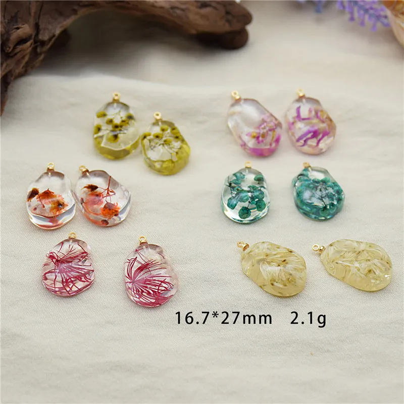 Min order 30pcs/lot color Dried flowers core decoration geometry irregular shape resin beads diy jewelry earring accessory