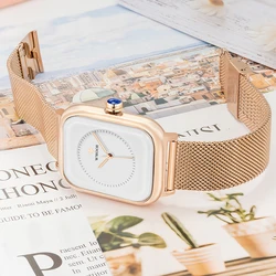 WWOOR 2023 Top Brand Luxury Ladies Watch Ladies Rose Gold Mesh Strap Wrist Watch Bracelet Casual Quartz Watches Relogio Feminino