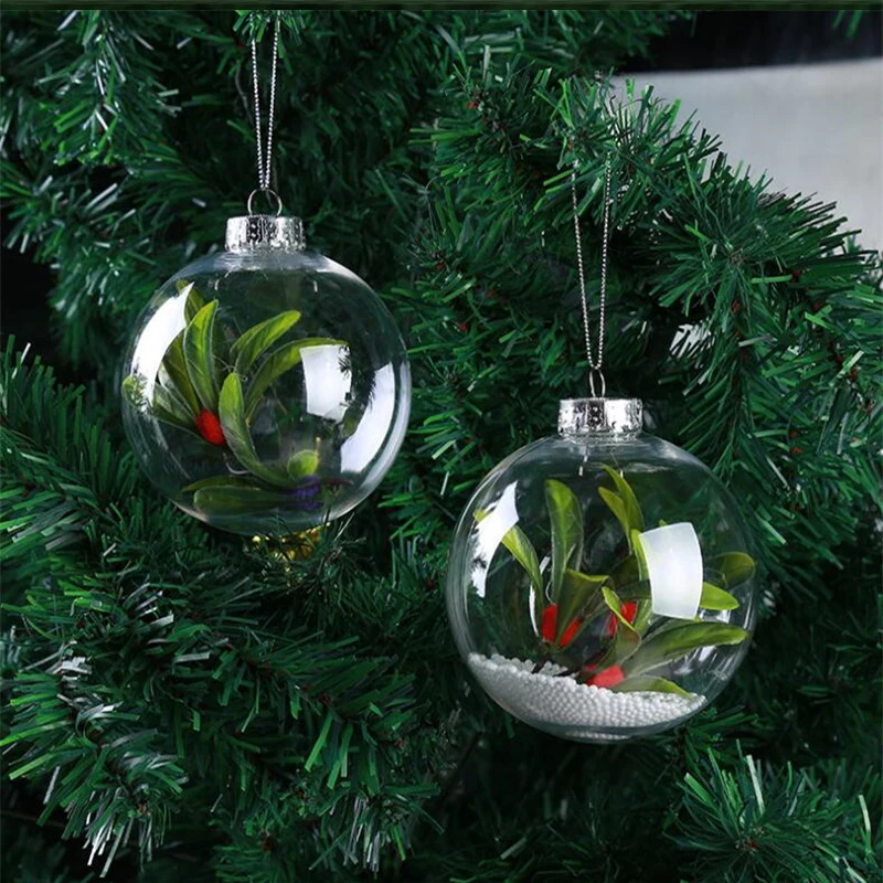 

100Pcs/Lot Creative Clear Christmas Ball Ornaments Christmas Decoration Ball Xmas Tree Hanging Decoration Merry Christmas