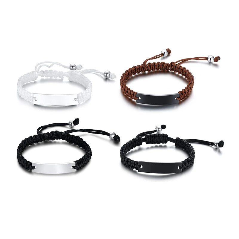 Women Men Bracelet Custom Engraving DIY Braided Bracelets Adjustable Hand-Made Braid Rope Bangles Personalized Valentine\'s Day
