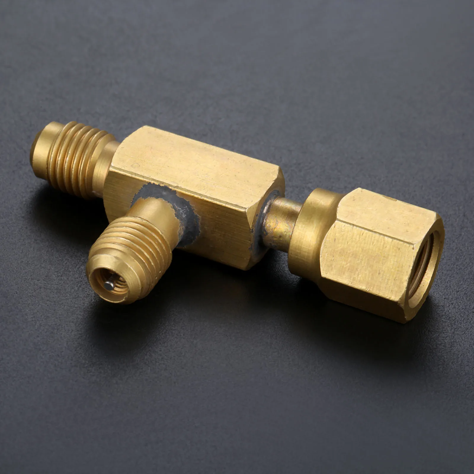 Imagem -05 - Solid Brass Tee Adaptador Conversor Sae Flare Conector Giratório Adicionar Micron Gauge Bomba de Vácuo Profundo Manifold 4