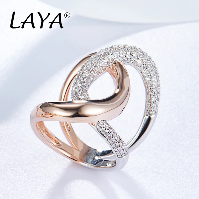 LAYA 925 Sterling Silver Fashion Luxury Irregular High Quality Zirconium Cross Ring Gift For Men Party Personality Jewelry