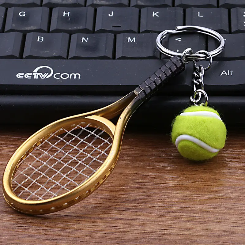 Creative Emulational Mini Tennis Racket Keychain Bags Pendant Unisex Popular Jewelry Toy Tennis Key ring Chain Fans Small Gifts