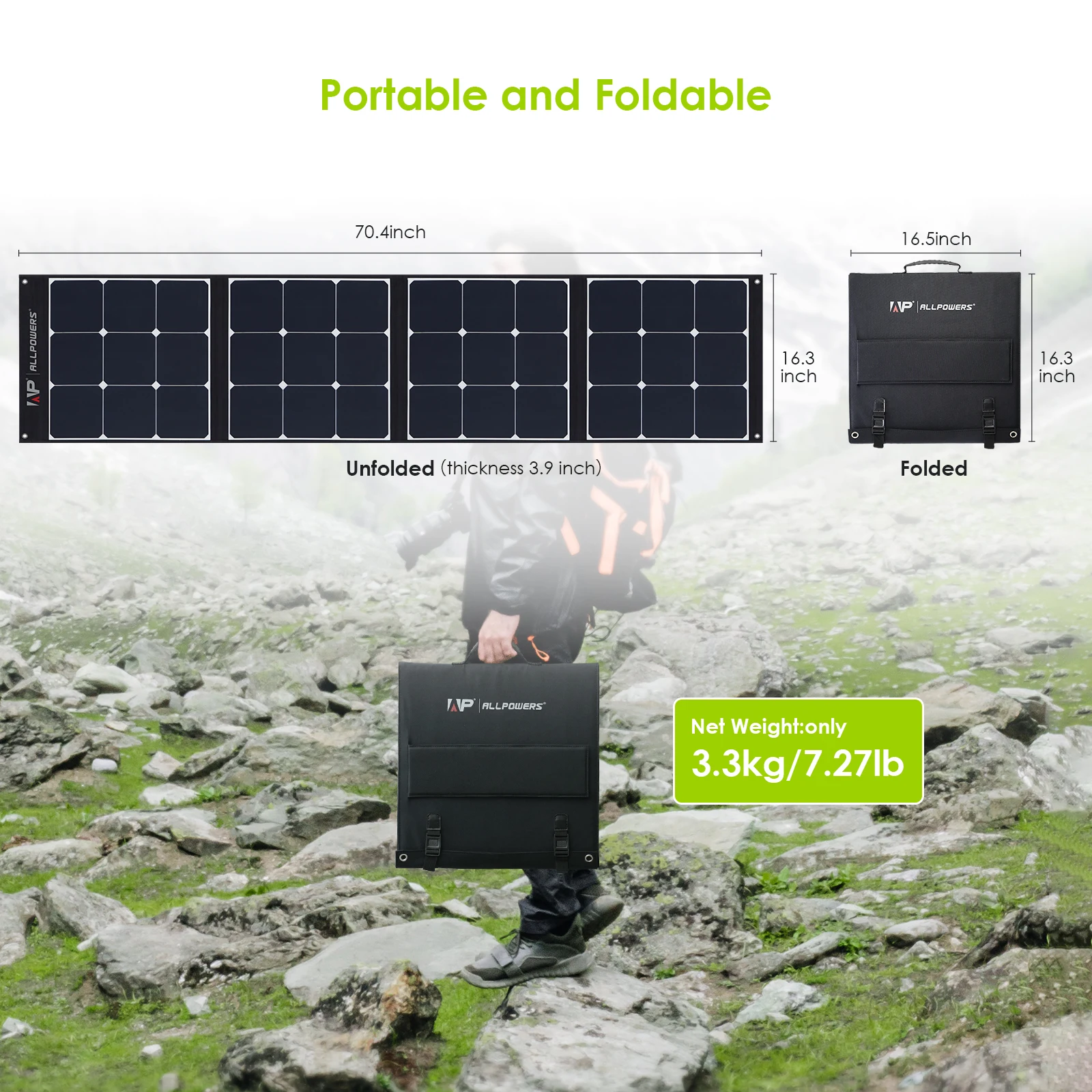 Imagem -06 - Allpowers Painel Solar Dobrável Flexível 120w200w Painel Solar de Alta Eficiência Kit Carregador de Bateria Solar para Camping Barco rv