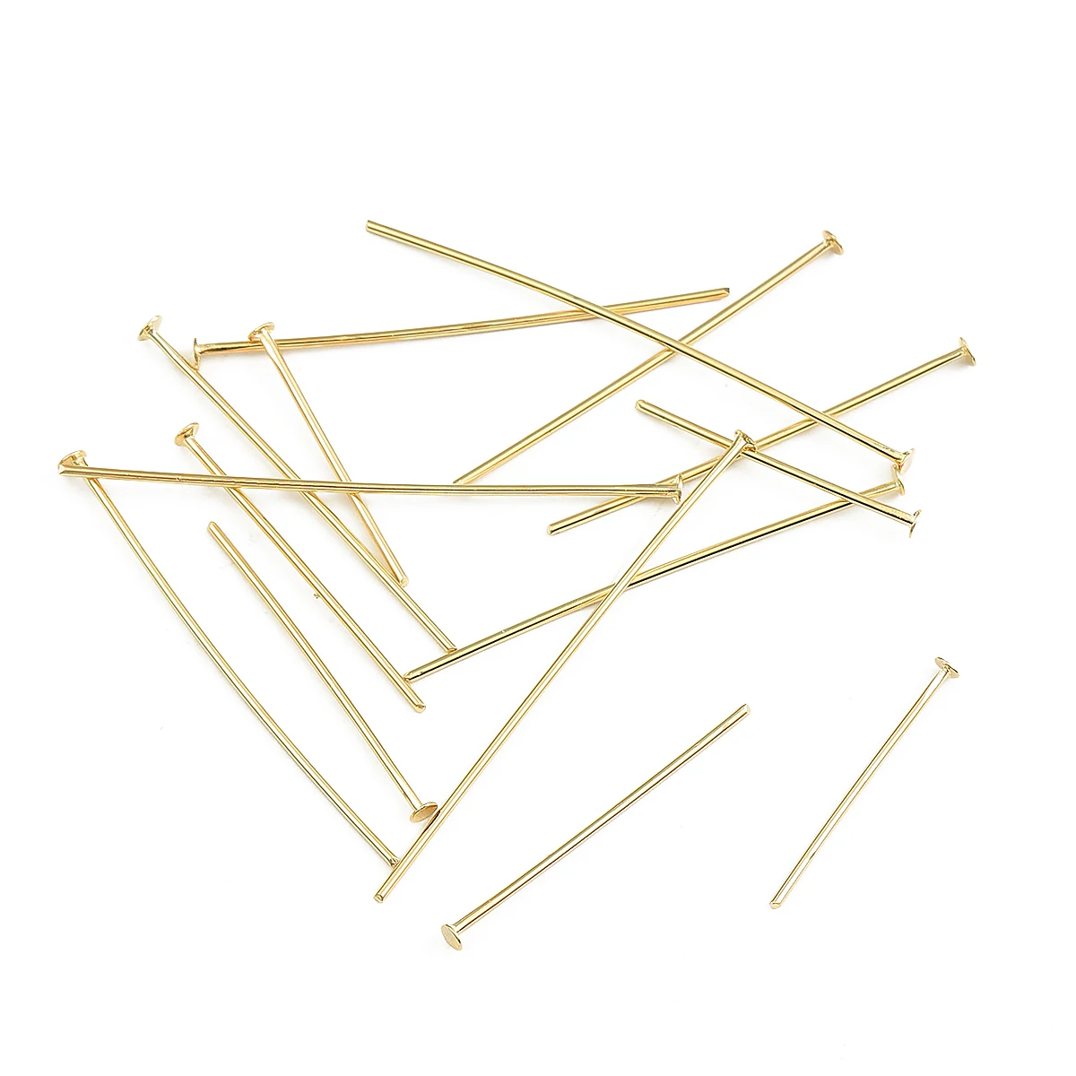 50Pcs/Lot 18K Real Gold Plated 20/25/30/35/40mm Supplies For Jewelry Findings Flat Head Pins DIY Jewelry Making Components