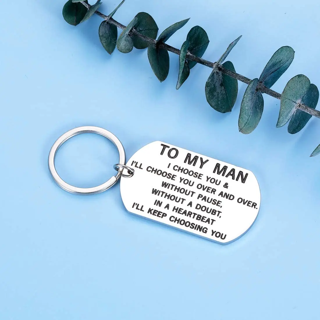 Valentines Day Keychain for Boyfriend Husband Anniversary Wedding Gifts from Wife Girlfriend Bride Presents To My Man Jewelry