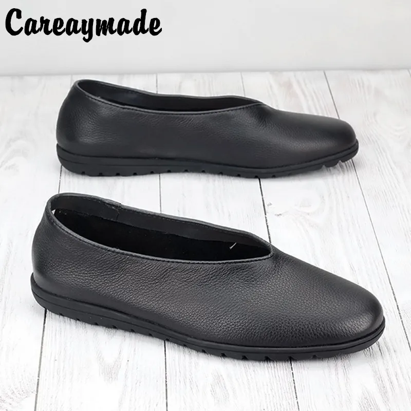 Careaymade-Handmade national style round mouth leather shoes old Beijing shoes olds casual shoes Kungfu shoes lazy shoes bigsize