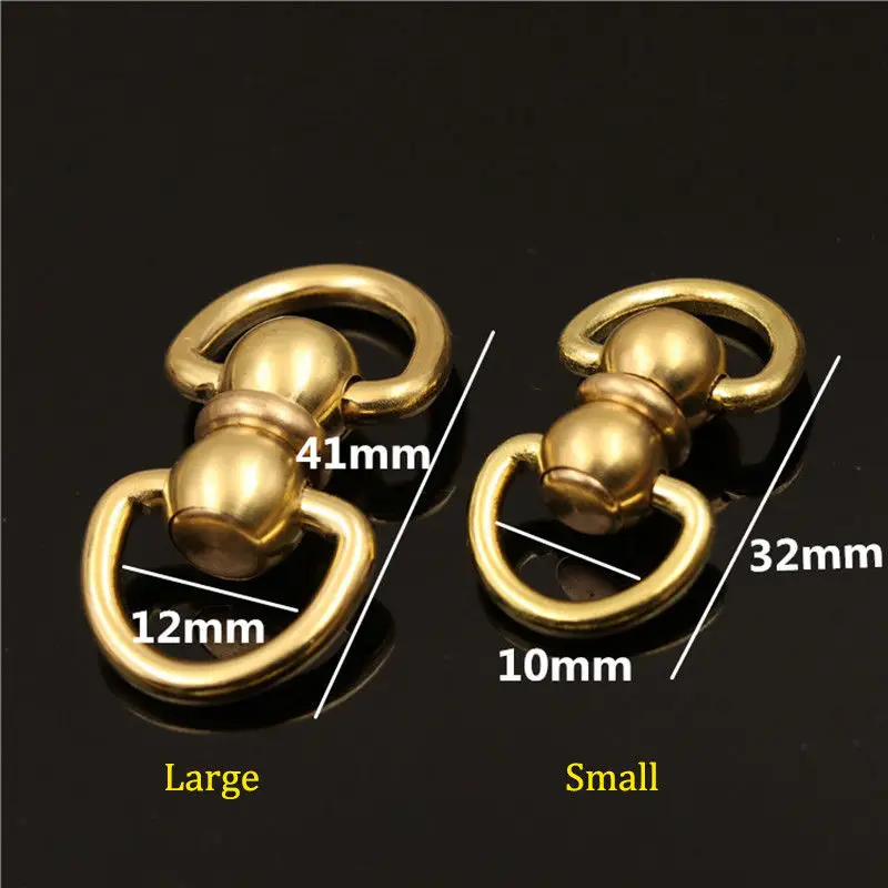 1 x Solid Brass Swivel Eye Rotating Connector Double End D ring for Keychain Key Ring Wallet Fob Clip connecting