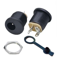 10 Uds DC-022 5,5x2,1mm toma de corriente CC conectores de CC agujero redondo tuerca de tornillo interfaz montaje en Panel DC022 5,5-2,1