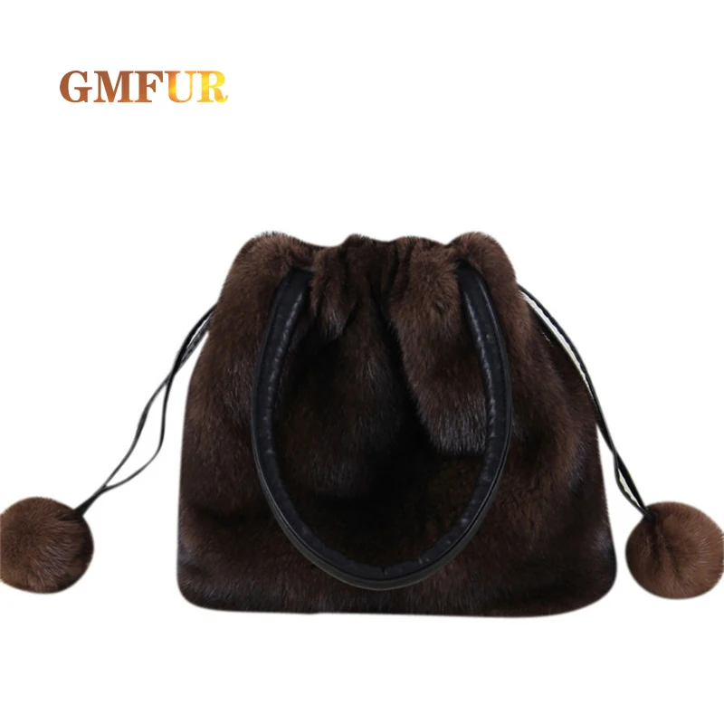 Senhoras vison saco de pele inverno moda luxo retro bolsa macia de alta qualidade pele um ombro cordão carteira bolsas para as mulheres