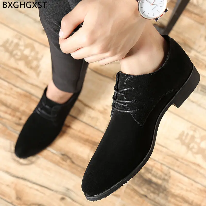 Grey Suede Shoes Men 2024 Black Derby Men Dress Shoes Italian Party Shoes for Men Formal Sapatos Social Masculino Zapatos Hombre