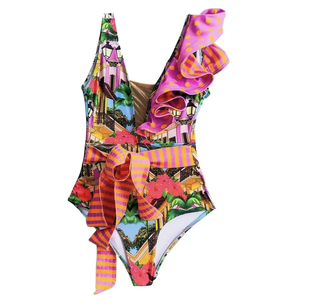2020 kobiet jednoczęściowy strój kąpielowy Strappy Bandege stroje kąpielowe Backless Sexy potargane Bikini strój kąpielowy kostiumy kąpielowe