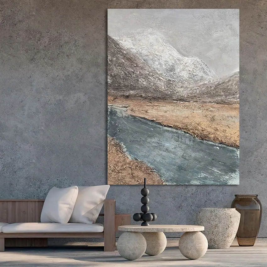 Unframed Abstract Oil Painting, A Stream Flowed Gently Down Into the Valley, High Quality Canvas, Sleeping Room Decor Artwork