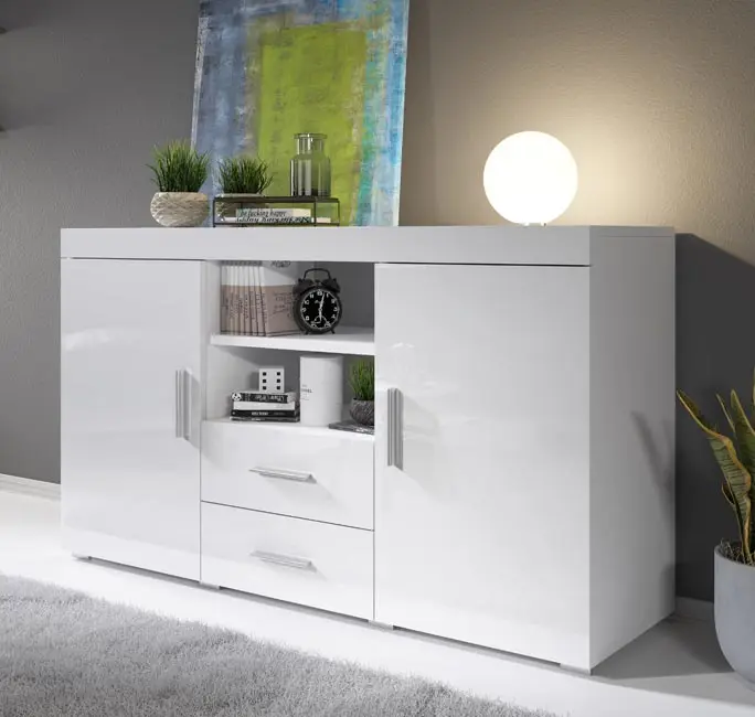 Obrázek: Moderní styl příborník 2nz dveře 2nz zásuvek pro living/dining room/living room-gloss finish-140x80x40 cm - ROQUE