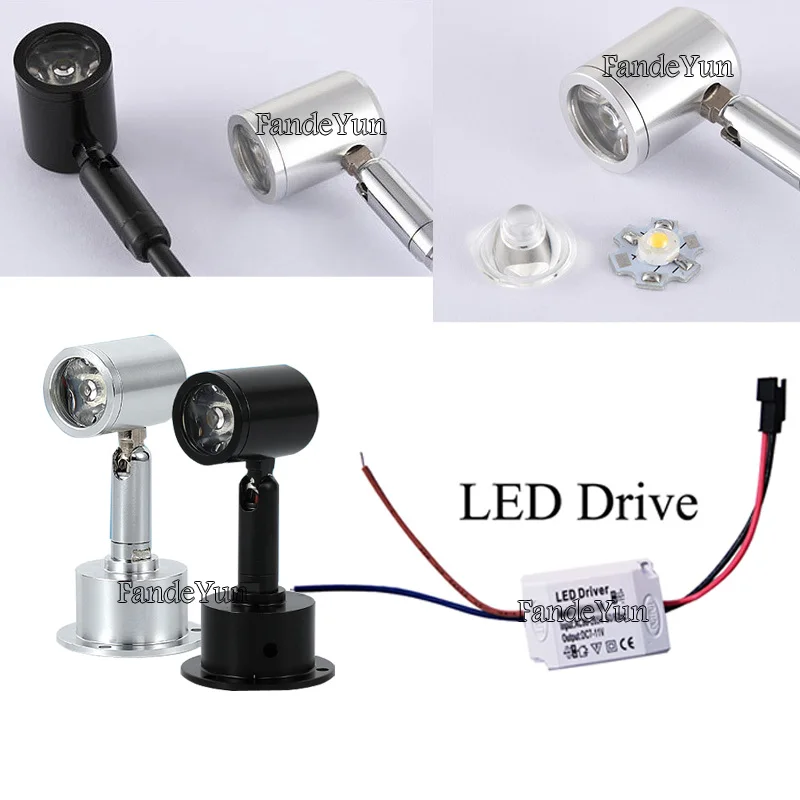 調光可能な強度のミニLEDスポットライト,3W,1W,3W,AC85-265V,ジュエリーディスプレイ,埋め込み式天井ランプ,白,黒,銀,dc12v