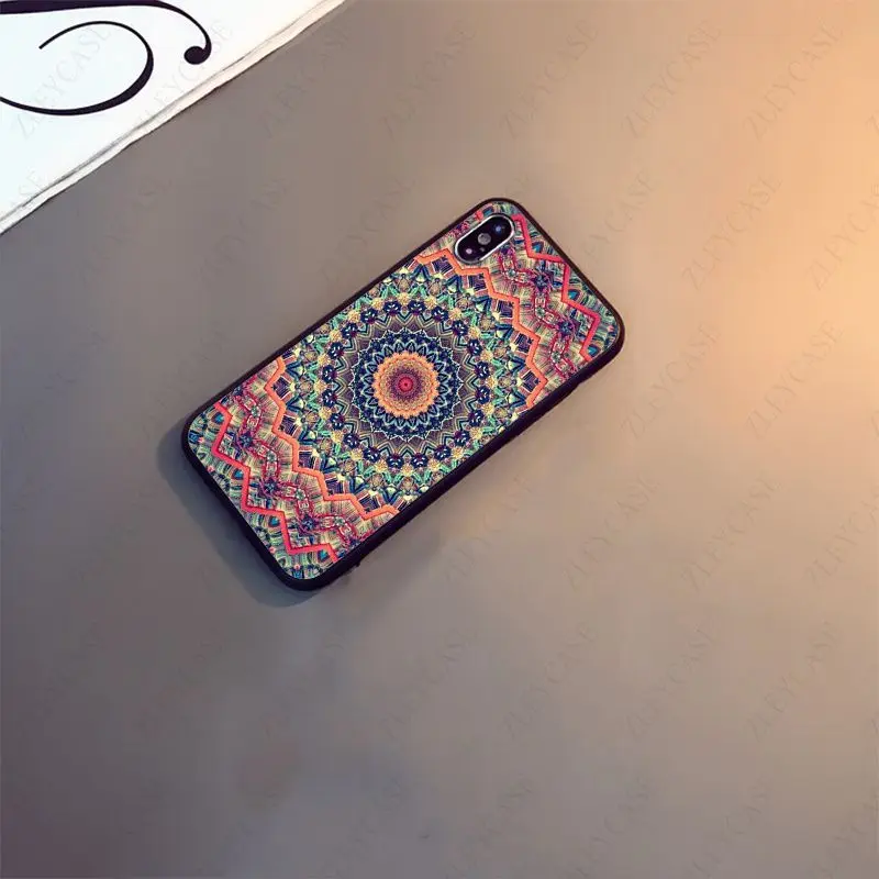 Mandala Chakra Aandringen Yoga Shell Telefoon Hoesje Voor Iphone 15pro 11pro 13pro 14pro 12pro Xs Max 7 8 Xr 12Mini 15Plus 13Mini Se Hoes