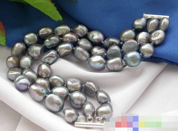 3ROW GRAY BAROQUE FRESHWATER PEARL BRACELET