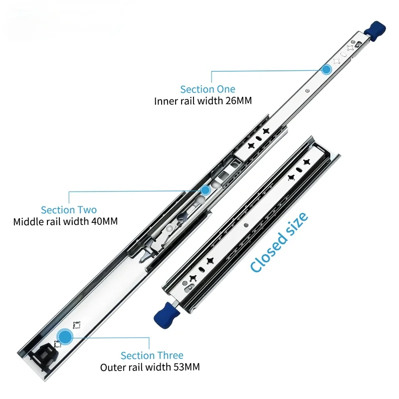 Imagem -02 - Haccer-heavy Duty Gaveta Slides Extensão Completa Rolamento de Esferas Industrial Heavy Duty Guia 53 mm Largura 120kg