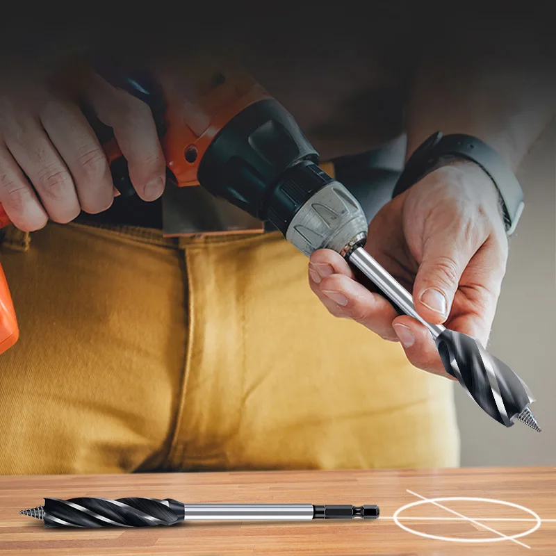 Houtbewerking Boor Deurslot Gat Opener Twist Perforeren Ruimen Boor Set Roterende Kop Uitgebreide Hexagon Shank Ondersteuning Boor