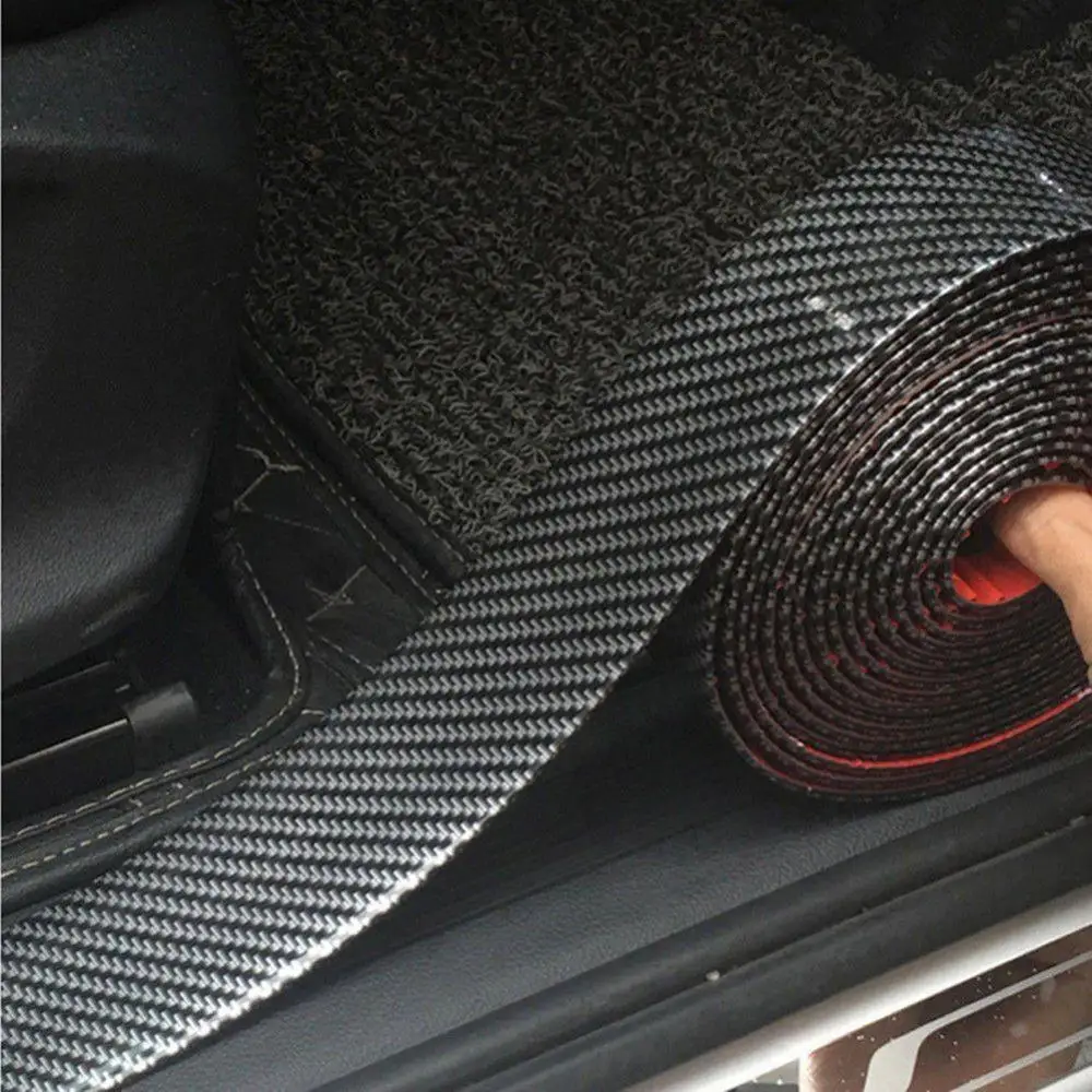 

3x100cm Carbon Fiber Rubber Car Door Bumper Strip Guard Anti Scratch Sticker Automotive Wrap Film Self-Adhesive Anti-Collision