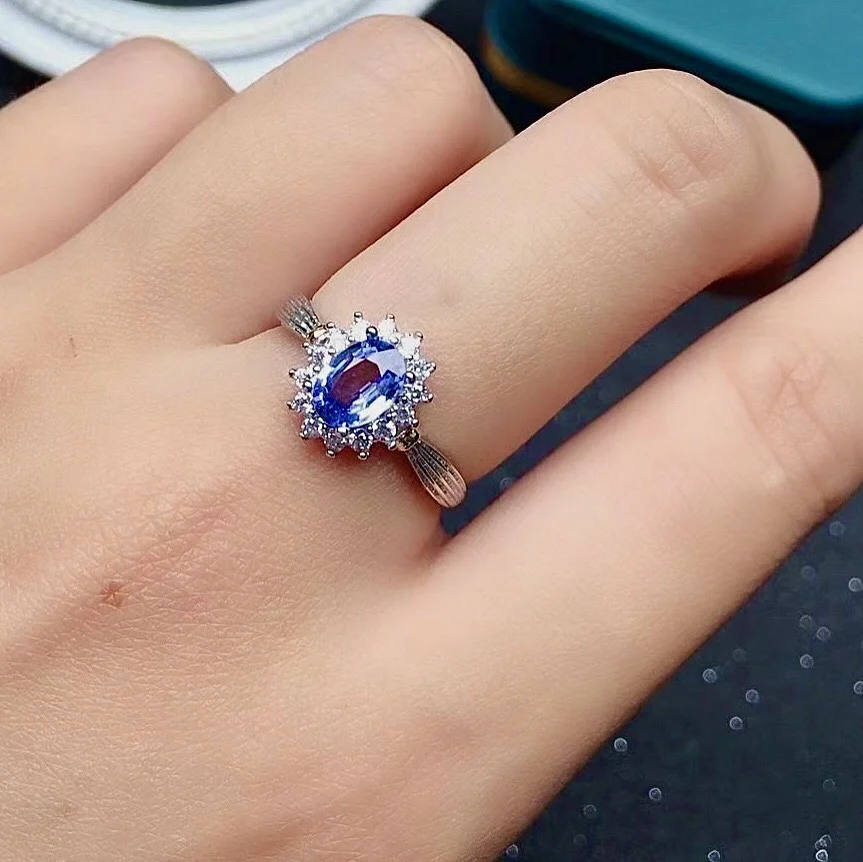 

5mm*7mm VVS Grade Tanzanite Ring for Engagement 100% Natural Tanzanite Silver Ring 925 Silver Tanzanite Jewelry