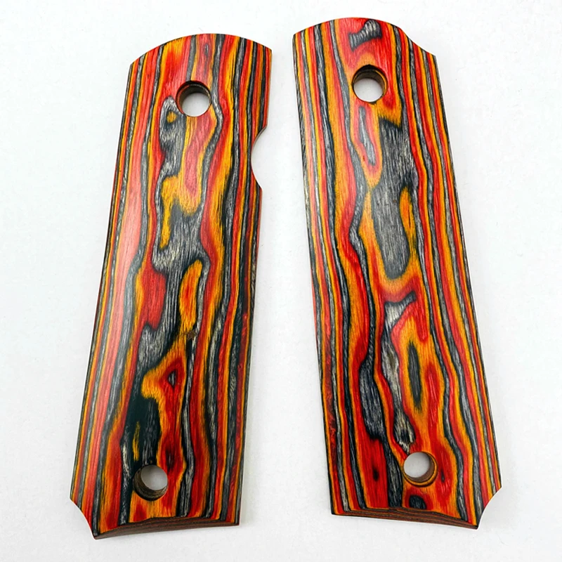 2Pieces Gun 1911 Grips 3D Composite color wood Handle Grips Patch Custom Grips CNC Gun Handle Grips