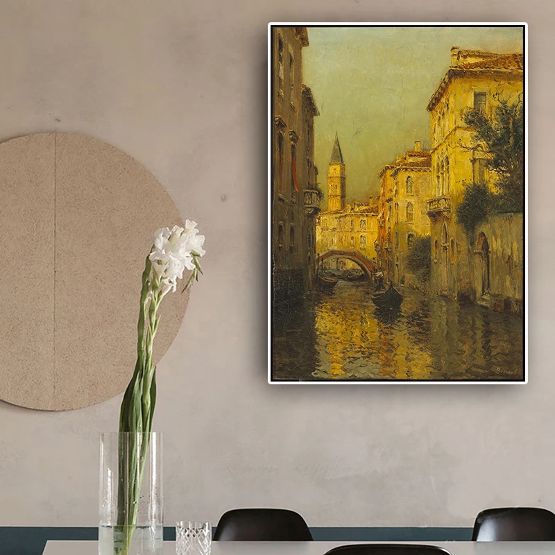 

Resorts Vintage Water Town Venice Landscape Oil Painting Reproductions on Canvas Posters and Prints Wall Picture for Living Room