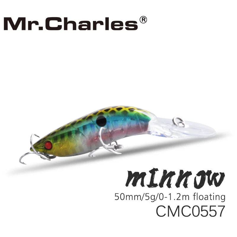 Mr.charles-ハードフィッシングルアー,フローティングフック,50mm/5g,0〜1.2m