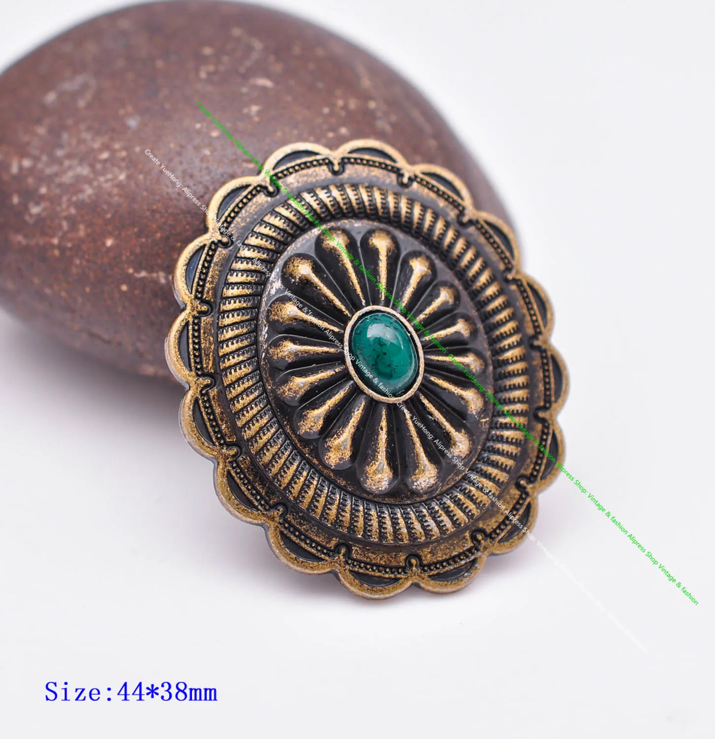 

6pc 44*38mm Southwest Tribal Green Turquoise Tradition Flower Horse Saddle Tack Bridle Spur Conchos Fastener With Long Screw