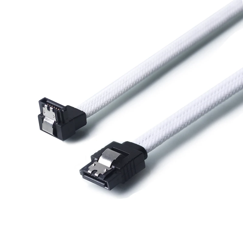 Lingable SATA 3.0 III Right Angle 90 Degree SATA3 7pin Data Cables SSD Cabo HDD Hard Disk Drive Cable with Nylon Sleeved