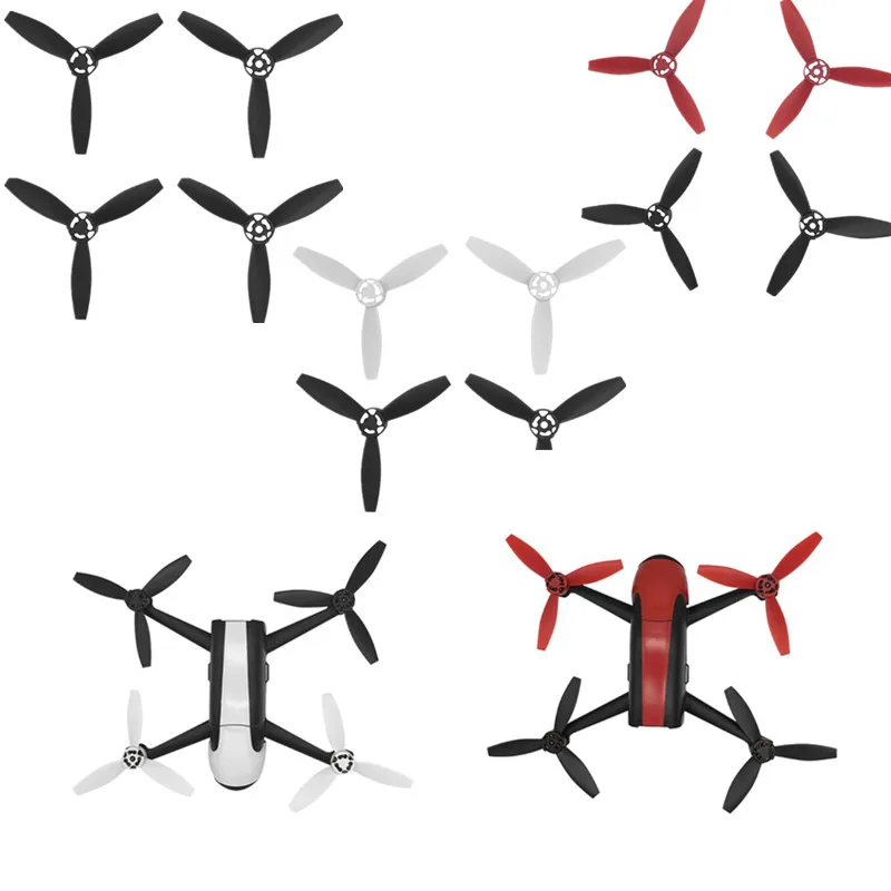 4Pcs Plastic Light Weight Golden Triangle Sirfoil Design Propellers Quick Release Prop Blade for Parrot Bebop 2 Drone/fpv2.0