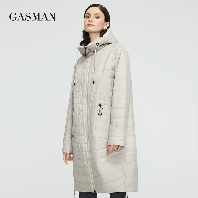 Gasman 2022 nova jaqueta feminina primavera outono feminino casaco longo parka moda feminina jaquetas femininas fino algodão 81858