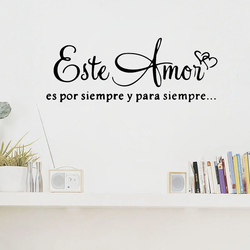 Spanish Version Quote Wall Stickers Este Amor Siempre Vinyl Wall Decals Love Forever Home Decor Living Room Bedroom Decoration