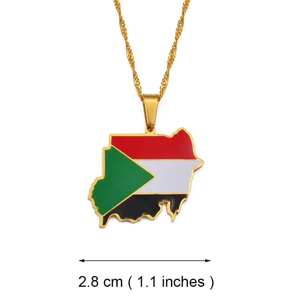 Anniyo Republic of the Sudan Map Flag Pendant Necklaces Silver Color/Gold Color Jewelry Ethnic  #209021